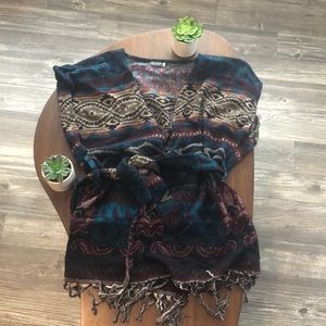 Earthbound sleeveless cardigan/shawl
